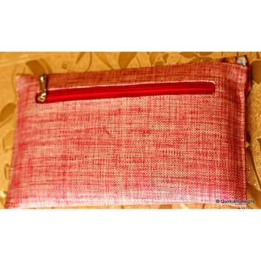 Pink Jute Clutch Purse With Multicoloured Sequin Flowers